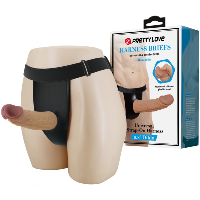 Реалистичный фаллопротез на трусиках Pretty Love Houston 18 см