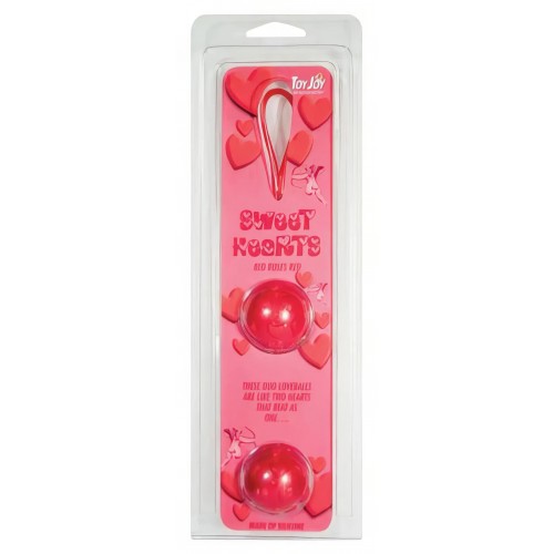 Красные вагинальные шарики со смещенным центром Sweet Hearts Duo Loveballs