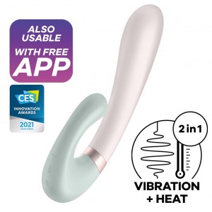 Смарт-вибратор со стимулятором клитора и функцией нагрева Satisfyer Heat Wave Mint Смарт-вибратор со стимулятором клитора и функцией нагрева Satisfyer Heat Wave Mint (иной угол)
