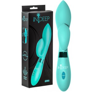 Вибратор с клиторальным стимулятором Indeep Gina Turquoise