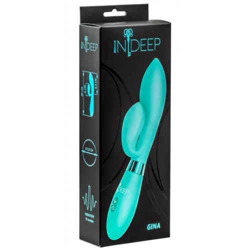 Вибратор с клиторальным стимулятором Indeep Gina Turquoise