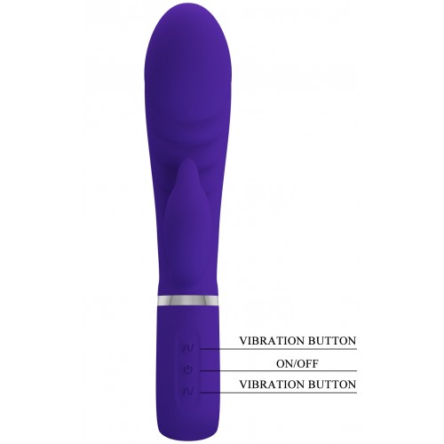 Перезаряжаемый вибратор с клиторальным стимулятором Pretty Love Prescott фиолетовый