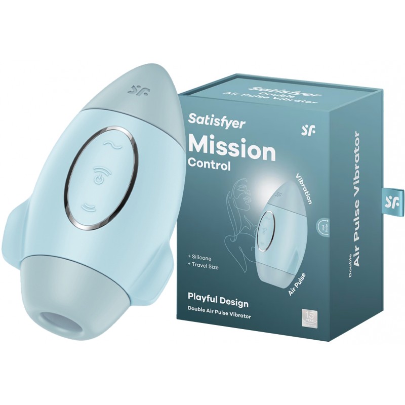 Вакуумно-волновой стимулятор клитора с вибрацией Satisfyer Mission Control голубой