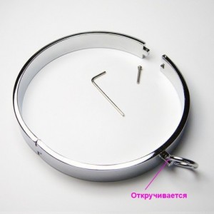 Ошейник стальной с зажимами для сосков (иной угол)