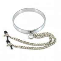 Ошейник стальной с зажимами для сосков