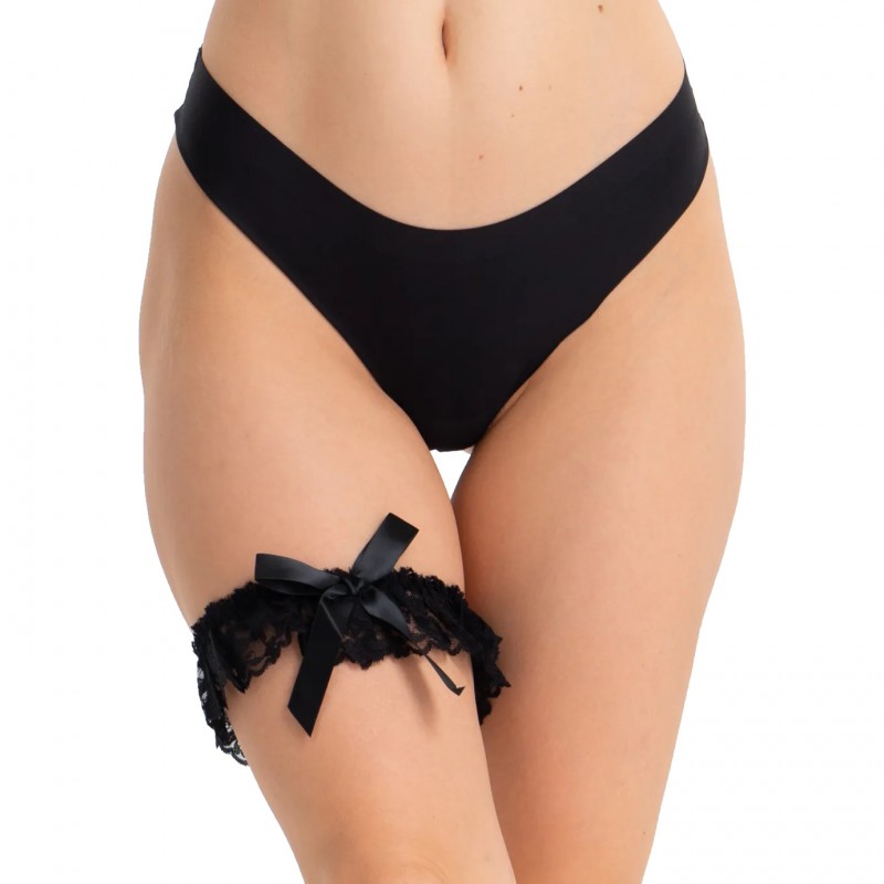 Подвязка кружевная черная