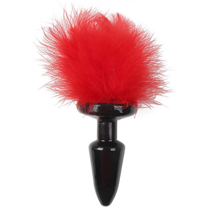 Силиконовая анальная пробка с красным хвостиком 19 см