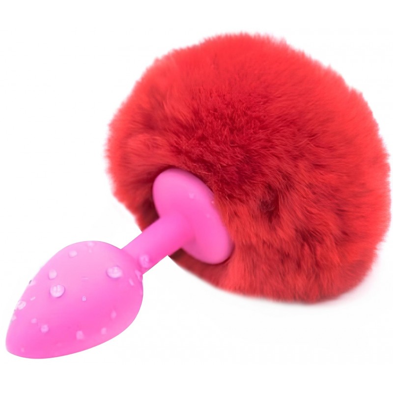 Силиконовая анальная пробка с красным хвостиком