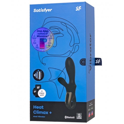 Анальный смарт-вибратор с подогревом и стимулятором промежности Satisfyer Heat Climax+