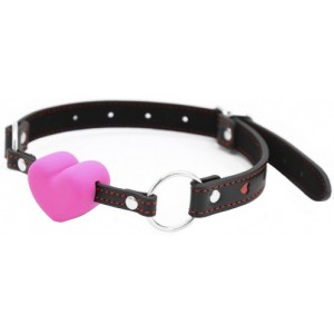 Силиконовый кляп-сердце black-pink