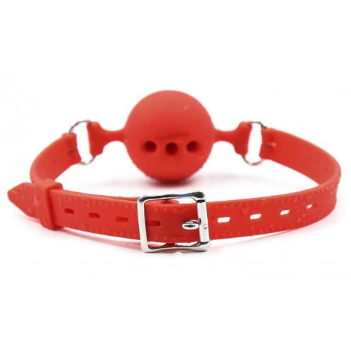 Силиконовый дышащий кляп-шар red M