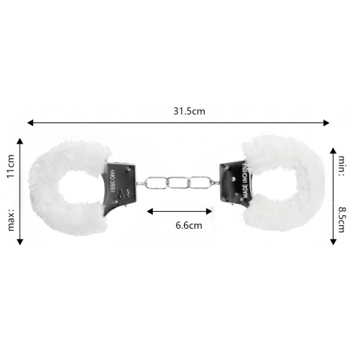Металлические наручники с белым мехом