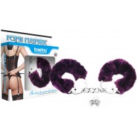 Фиолетовые металлические наручники с мехом Fetish Pleasure