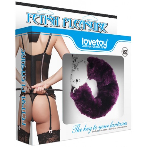 Фиолетовые металлические наручники с мехом Fetish Pleasure