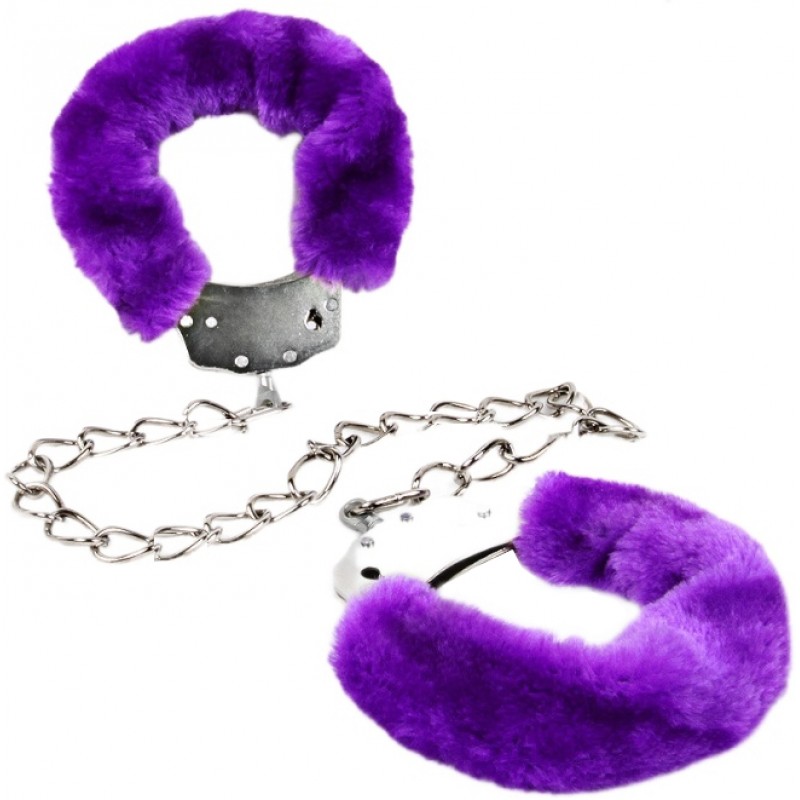 Металлические наручники с фиолетовым мехом Notabu