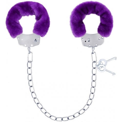 Металлические наручники с фиолетовым мехом Notabu