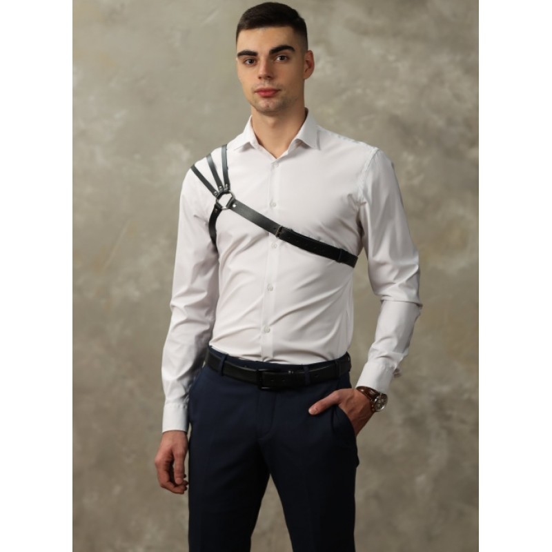 Мужская БДСМ сбруя через одно плечо с ремешками