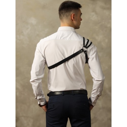 Мужская БДСМ сбруя через одно плечо с ремешками