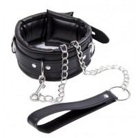 Мягкий ошейник с поводком на мелкой цепочке