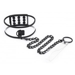 Прозрачный ошейник с поводком и заклёпками (иной угол)