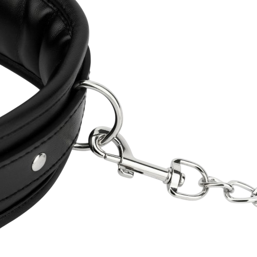 Мягкий ошейник с поводком на мелкой цепочке