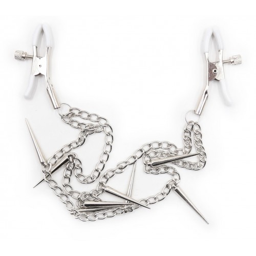 Зажимы для сосков с цепочкой и шипами