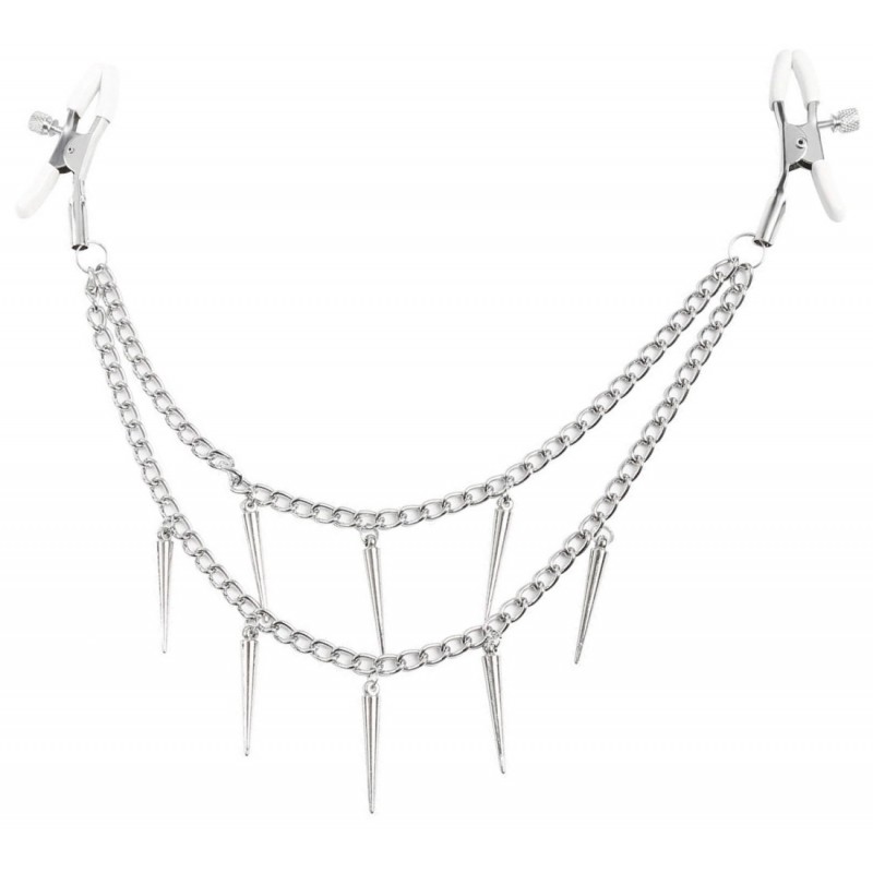 Зажимы для сосков с цепочкой и шипами