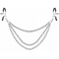 Зажимы для сосков с тройной серебряной цепочкой