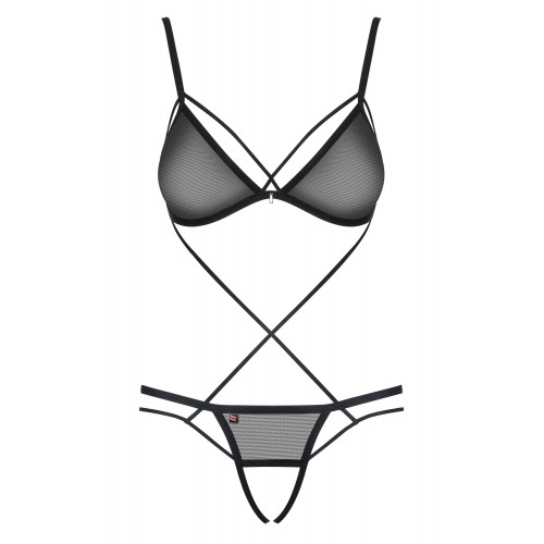 Соблазнительный комплект белья с доступом черный L/XL