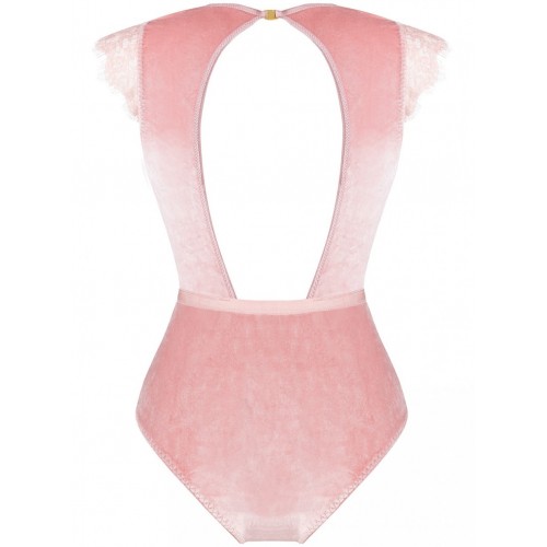 Нежное велюровое боди с розовым кружевом Jadore S/M