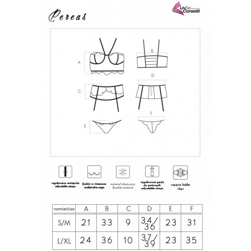 Соблазнительный комплект с поясом для чулок из черного кружева Pereas S/M