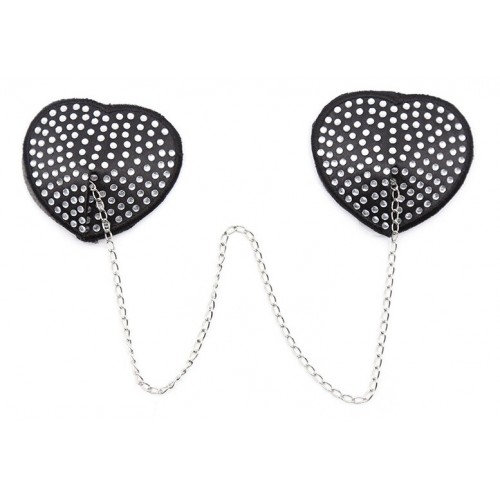 Пэстисы для груди сердца с цепочкой серебристые