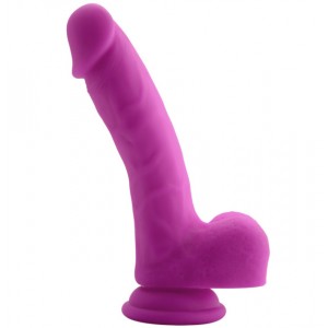 Изогнутый фаллоимитатор из медицинского силикона фиолетовый  (иной угол)
