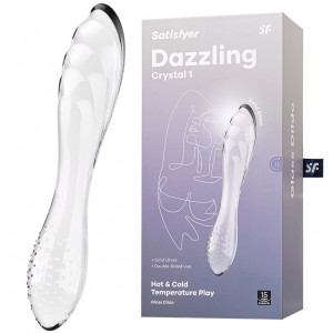 Двусторонний фаллоимитатор Satisfyer Dazzling Crystal 1, стекло, прозрачный, 18,5 см