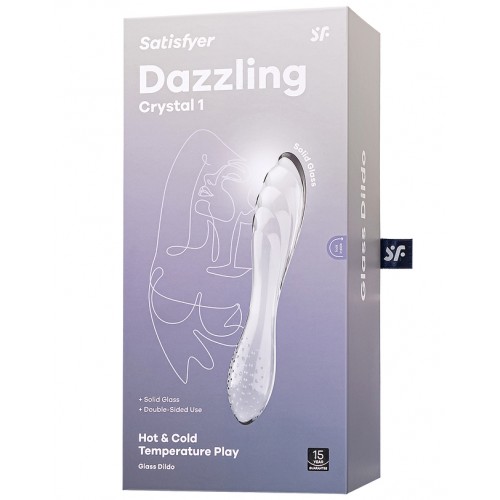 Двусторонний фаллоимитатор Satisfyer Dazzling Crystal 1, стекло, прозрачный, 18,5 см