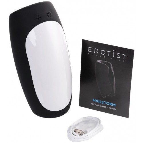 Перезаряжаемый мастурбатор Erotist Hailstorm, силикон, черный, 14,7 см.