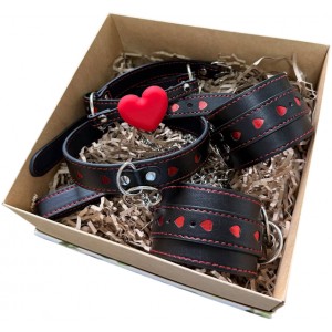 Подарочный набор БДСМ-аксессуаров из натуральной кожи