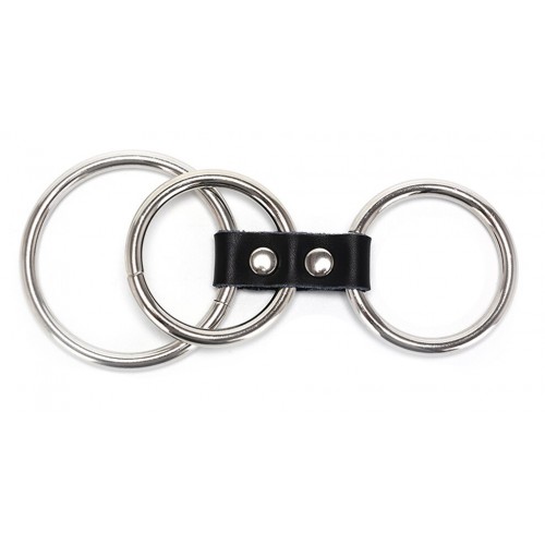 Хомут на пенис из трех металлических колец 
