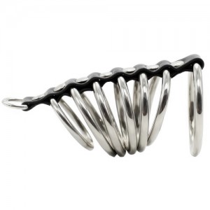 Хомут на пенис из семи металлических колец (иной угол)