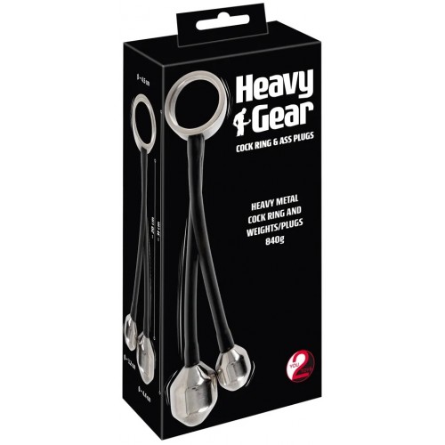 Эрекционное кольцо с двумя грузиками Cock ring & Ass plugs