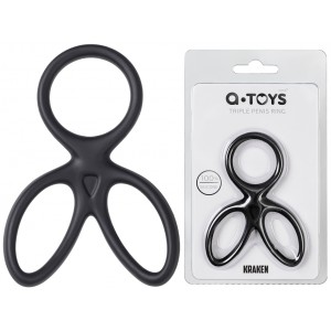 Тройное кольцо на пенис A-TOYS KRAKEN, силикон, черный, 10 см