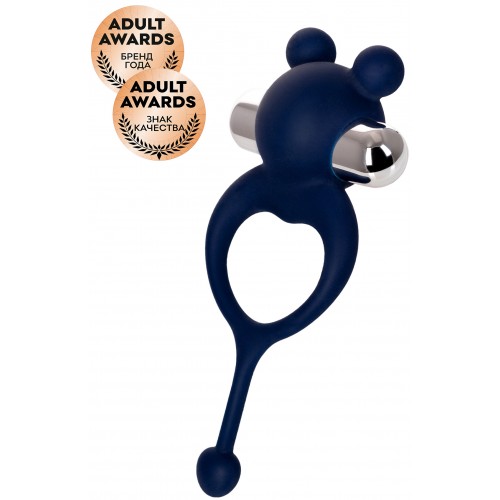 Виброкольцо с хвостиком JOS MICKEY, силикон, синий, 12,5 см