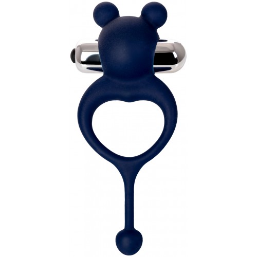 Виброкольцо с хвостиком JOS MICKEY, силикон, синий, 12,5 см