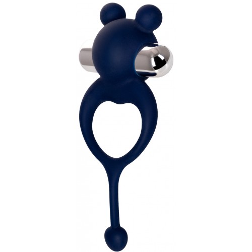 Виброкольцо с хвостиком JOS MICKEY, силикон, синий, 12,5 см