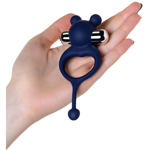 Виброкольцо с хвостиком JOS MICKEY, силикон, синий, 12,5 см