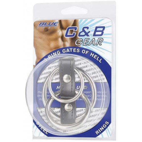 Хомут на пенис из трех металлических колец 