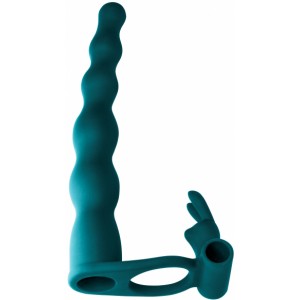 Вибронасадка для двойного проникновения Pure Passion Jungle Bunny зеленая (иной угол)