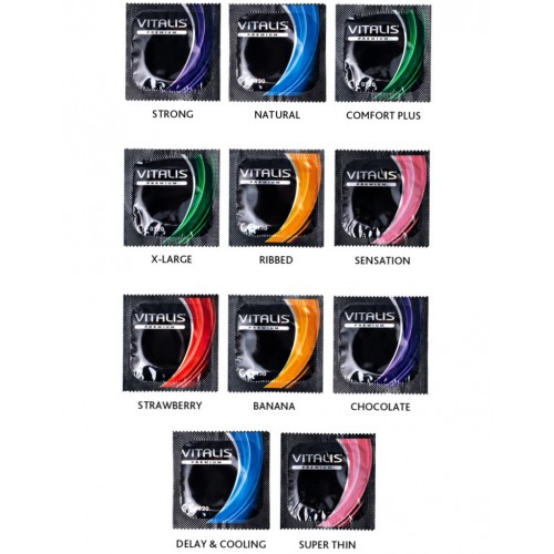 Презервативы "VITALIS" PREMIUM №12+3 MIX - (ширина 53mm)