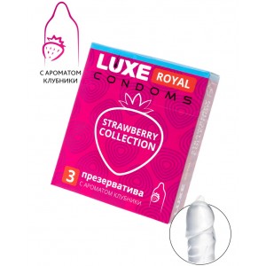 Презервативы с ароматом клубники Luxe Royal Strawberry Collection 3 шт