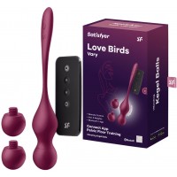 Вагинальные смарт-шарики с вибрацией и сменными утяжелителями Satisfyer Love Birds Vary бордовый